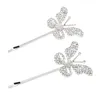 Haarspangen Haarspangen 2PCS Schmetterling Strass Blume Pony Haarnadel Vintage Seitenclip Hochzeit Entenschnabel Zubehör für Mädchen Ornament