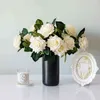 Gåvor till kvinnor 5st 12 cm Big Rose Real Touch Latex Artificial Flower for Home Wedding Party Decoration Table Flower Arrangement Fake Flowers