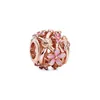 Adatto a Pandora Bracciale in argento sterling 925 Smalto rosa Magnolia Cristallo Margherita Fiore di pesca Ciondola Perline Charms Per catena di fascino serpente europeo Moda Gioielli fai da te