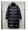 womens long puffer noir