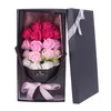 18pcsクリエイティブ人工石鹸の花ローズブーケの花ギフトボックスシミュレーションバラバレンタインデーの誕生日ギフト装飾