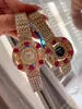 Neue Berühmte Marke Muti-farbe stein Quarz Frauen Uhr Edelstahl Shell Blume Zifferblatt Armbanduhr Dame Markiert Stempel 36mm Uhren