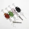 Kit de bong de néctar de vidrio de calavera de cachorros con puntas de cuarzo Hookahs Dab Straw Oil Ozugh