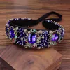 Vintage Baroque Luxo Royal Blue Crystal Noiva Tiara Headband Handmade Hairband Para As Mulheres Meninas Casamento Cabelo Jóias 210707