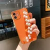 Étuis de téléphone portable de l'électroplation Bracelet perle Couverture de coquille Soft pour iPhoneX 11 iPhone12 Promax XR XS 7 8 Plus