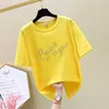 Lettre Diamond Plus-Taille T-shirt à manches courtes pour femmes Harajuku Lâche Casual Summer Coton T-shirt Top Tee Femme 4XL 210604