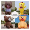 Inflatable Bear cartoon Decoration Outdoor 4mH 13.2ft Giant cute white Brown bears with Air Blower for Display Advertising