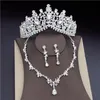 Brincos Colar de Cristal Barroco Conjuntos de Jóias Nupcial Para As Mulheres Moda Tiaras Colares Conjunto Crown Wedding Jewellry