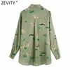Women Fashion Animal Printing Casual Satin Blouse Office Ladies Long Sleeve Business Shirts Chic Chemise Tops LS7503 210420