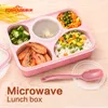 5 Net Lunchbox Magnetron Bento Lekvrije Draagbare Food Container Opslag voor Kinderen Soepkom en Lepel Grote Maat 211104