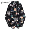 Yitimuceng wit shirt en blouse voor vrouwen Hong Kong stijl vintage lange mouwen shirts bloem patroon kleding lente tops 210601