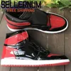 Zapatos Jumpman 1 High OG BRED Patente Basketball Rojo Negro 1S Patent-Cuero Deporte Zapatillas de deporte Nave