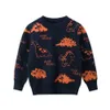 Mudkingdom Boys Swetry Moda Jesień Zima Z Długim Rękawem Topy Cartoon Dinosaur Knit Ciepły Casual Sweter 210615