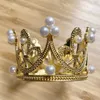 Autres fournitures de fête de luxe Mini or argent perle couronne gâteau Topper métal creux brillant fait à la main décor enfants anniversaire mariage