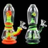 Glass bongs storage tobacco smoking water pipes vape 7.4'' unique shape silicone bong with packaging box