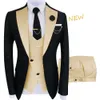 New Costume Homme Abbigliamento popolare Luxury Party Stage Abito da uomo Groomsmen Regular Fit Tuxedo 3 Peice Set Giacca + Pantaloni + Gilet X0909