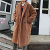 冬の長いオーバーコート男性高品質の厚さのウールの爆撃機のジャケットコートの男性のトレンチウールの暖かいコートメンズラクダのテディコート4xl 211122