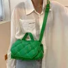 Bolso de mano cuadrado tejido para mujer, bandolera de hombro de marca de lujo, de cuero PU de alta calidad, 2022