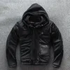 Heren Lederen Faux Black Men Hood American Motorcycle Jacket Plus Size XXXXL Echte Dikke Cowhide Biker's Jas