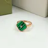 Projektant mody Pierścień kwiatowy Four Leaf Clover Clover Charm Pierścienie dla kochanka Manaman Realu S925 Srebrny kamień naturalny SH4603294