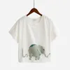 Elephant Print Sleep Top Leuke Shirt Dames Zomer Losse Korte Mouw voor Big Katoen 6715 210421