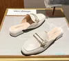 2021 Lente Vrouw Sandalen Slipper Lazy Flats Schoen Chunky Heels Half Slanters Slip-on Hoge Kwaliteit Comfortabele Schoenen 35-43