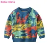 Beke Mata Criança Boy Camisola Pullover 2021 Outono Dragão Impressão Algodão Bebé Bebé Roupas Longa Manga O-Pescoço Crianças roupas 2-7 Y1024