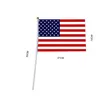 USA American Flag Hand Hold Mini Flag American Festival Party Supplies 깃발 스테인리스 스틸 깃대 폴리 에스테르 파티 장식 GCB15806