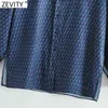 Kvinnor Vintage Geometrisk Utskrift Casual Loose Smock Blus Kvinna Sida Split Kimono Shirts Chic Blusas Tops LS7682 210416