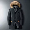 8XL Män 2021 Vinter Down Jackor Mens Ny Casual Lång Tjock Vit Duck Down Coats Male Warm Hooded Fickor Outwear Parkas Jacket Y1103