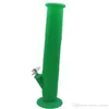 Silicone bong Hookahs with metal downstem Diffuse coloured Portable foldable Smoking Water pipe Oil Rig 35cm tall