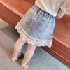 Girl's Summer Skirts Lace Floral Girls Children's Denim Skirt Baby Kids Toddler pleated Skirt tutu 210412