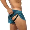 Man's Panties Underwear Boxers Breathable Homme Boxer Pajamas Side Split Solid Underpants Gay Trunk Comfortable Shorts Sleepwear H1214