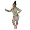 Women Sports Tracksuits Hooded Sweater Two Piece Set Sexy Splash Printed Long Sleeve Jacket + Leggings Winter Clothes Jogger Suit