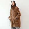 Johnature mulheres corduroy parkas vintage casacos quentes de inverno manga longa grossa retalhos mulheres panos retrô parkas 210521