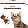 14 Colors Fashion Cat Collar Breakaway with Bell and Bow Tie Plaid Design Adjustable Safety Kitty Kitten British Style Collars Set 6.8-10.8in Blue