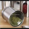 Housekeeping Organization Home Gardenkitchen Jar Sealed Household Glass Ered With Transparent Tea Miscellaneous Grain Storage Stainless Stee