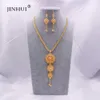 Ensembles de bijoux 24K éthiopien or arabie collier pendentif boucle d'oreille pour les femmes indien dubaï fête de mariage africaine cadeaux de mariée ensemble 21063857650