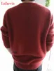 Lafarvie Off Sprzedaż Standardowe Solidne Pulowers Pełne Rękawy O-Neck 100% Mink Cashmere Swetry Jesień Zima Mężczyźni Casual Knit Jumper 210812