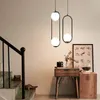 Brass pendant lamps Nordic Black metal ring Glass ball LED hanging lamp simple bar dining room bedroom light fixture
