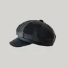 Winter Autumn 8 Panels Newsboy Hats Caps for Women, PU Leather Plain Cabbie Painter Hat Beret Cap TX0136