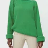 WIXRA Kobiety Podstawowe Turtleneck Sweter Ciepłe Grube Luźne Swetry Bright Color Jumper Casual Topy Jesień Zima 211123