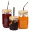 Bamboo Cap Lids 70mm 86mm Reusable Wooden Mason Jar Lid with Straw Hole and Silicone Seal Boutique 256938653
