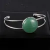 Unique Natural Stone Cuff Bracelet for Women 2.5cm Top Grade Round Turquoises Pink Crystal Gem Stone Wrap Bangle Bracelets Q0719