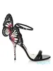 Ladies Patent Leather High Heel Buckle Rose Solid Butterfly Ornaments Sandaler Skor Färgrik Storlek 34-42