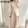 Koreanska Chic Temperament V-Neck Cross Belt Patchwork Fake Two-Piece Pleated Dress Long Vintage Plus Size Vestidos Gentle Slim 210806