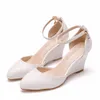 Sandales femmes 2021 robe de mariée chaussures de soirée formelles pour femme Sexy blanc compensées bride à la cheville talons hauts sandales Mujer