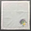 Set of 12 Handkerchiefs Dinner Napkins white Hemstitched linen Table Napkins/ Placemats/ Towels with Color Embroidered Floral