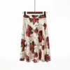 Harajuku High Waist Midi Skirt Women Summer Floral Print Plus Size Female Casual Japanese Pleated Skirt Feminino 210608