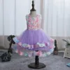 Vintage bloem meisjes jurken afstuderen licht blauwe kleding kinderen formele slijtage met kant 3d rozenbloemen tutu A-lijn thee-lengte in voorraad verjaardagsfeestje Pageant outfits